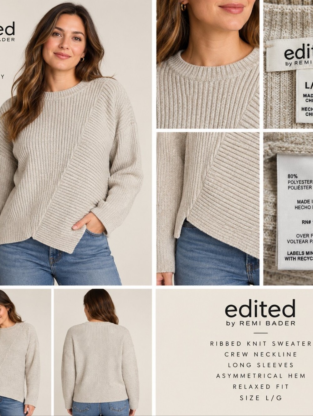 Edited by Remi Bader L/G Ribbed Sweater Contemporary Casual Minimalist Elevated